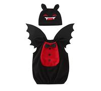 Mono corto niña niñas niños Halloween murciélago monstruo suave polar chaleco tops conjuntos con sombrero de ala 3 piezas conjunto trajes cortos y top 2 piezas sin mangas conjunto, Le Noir, 3-4 Años