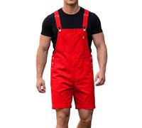 Mono corto para hombre, con tirantes ajustables, corte holgado, monos de una pieza, pantalones de trabajo para exteriores, monocolor, con bolsillos, ropa de calle, tiempo libre, O Sandía Rojo, XXXL