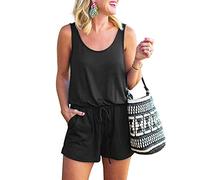 Mono Corto para Mujer de Verano, Morbuy Chaleco Sexy Raya Elegantes Cordón Bolsillo Trajes de Mameluco Cintura Alta Tallas Grandes Jumpsuit Playsuit (L,Negro)