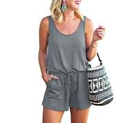 Mono Corto para Mujer de Verano, Morbuy Chaleco Sexy Raya Elegantes Cordón Bolsillo Trajes de Mameluco Cintura Alta Tallas Grandes Jumpsuit Playsuit (M,Gris)