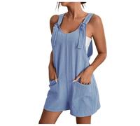 Mono corto para mujer elegante: mono con cuello en V, pantalón casual con bolsillos, mono de verano, manga corta, pantalones cortos de verano, pantalones cortos de trabajo, ligeros, monocolor