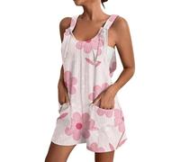 Mono corto para mujer, para vacaciones, diseño floral, talla 14, talla 14, para salir, talla 18, pantalones pequeños, de verano, rosa, XXL