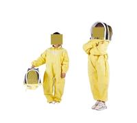 Mono de algodón amarillo de 1 pieza, combinación antiabeja para niños, traje espacial, gorra antiabeja, herramientas para el cultivo, protección completa (80-130 cm)