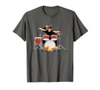 Mono de baterías. Baterías de metal pesado con llamas. mono musical. Camiseta