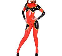 Mono De Cadera De Goma De Látex Para Mujer De Cuerpo Completo, Medias Naranjas Y Negras De 0,4mm,Rojo,XX-Grande