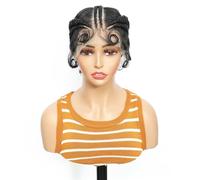 Moño de cola de caballo bajo con trenzas sin nudos hechas a mano con encaje sintético completo de 10 pulgadas for mujeres