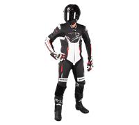 Bering Ultimate-R Traje de cuero de motocicleta de una sola pieza, negro-blanco-rojo-azul, tamaño XL para Hombres