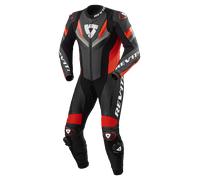Revit Quantum 3 Traje de cuero de moto de una pieza perforado, Antracita/Rojo neón, Talla 54