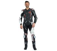 Ixon Demonio Traje de cuero de moto de una pieza, negro-blanco-rojo, tamaño 2XL para Hombres