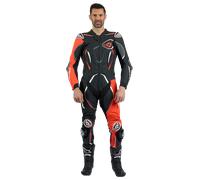 Ixon Demonio Traje de cuero de moto de una pieza, negro-blanco-rojo, tamaño XL para Hombres