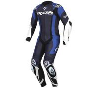 Ixon Vortex 3 Traje de cuero de moto de 1 pieza, negro-blanco-azul, tamaño M para Hombres