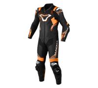 Macna Armadyl Traje de cuero de moto de una pieza perforado, Negro/Naranja/Blanco, Talla 52