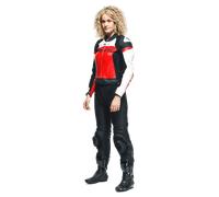 Dainese Mirage Traje de cuero de motocicleta de dos piezas para mujer, negro-blanco-rojo, tamaño 48