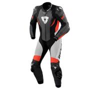 Revit Control Traje de cuero de moto de una pieza, Negro/Blanco/Rojo, Talla 50