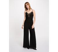 Mono de encaje con cuello en v negro mujer 34