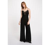 Mono de encaje con cuello en v negro mujer 36