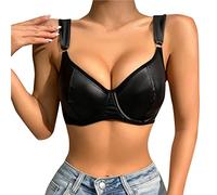 Mono de encaje Lencería de piel sintética para mujer Hebilla Strappy Cut Out Bra Underwire Bralette Deseo en Lencería, Le Noir, XL