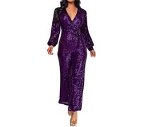 Mono de fiesta para mujer, elegante con lentejuelas, de una pieza, largo, cuello en V, vestido envolvente con cinturón, monos, pantalones, manga larga, traje de cuerpo entero, temperamento, carnaval