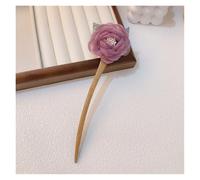 Moño de flores con forma rosa for el pelo for mujeres y niñas, elegante horquilla madera, accesorios for la cabeza(1x Purple)