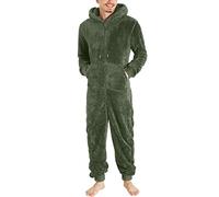 Mono de forro polar para hombre de invierno cálido jumpsuit mullido pijama de forro polar teddy de una pieza onesie suave acogedor mono de cuerpo entero largo monocolor ropa de casa con capucha