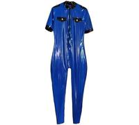 Mono De Goma De Látex Trajes De Carreras Catsuit,Azul,XS