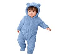 Mono de invierno para bebé, mameluco de bebé, mameluco con capucha y orejas de oso, mameluco polar con cremallera, mameluco cálido (color 02, 6-9meses)