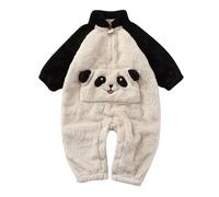 Mono de Invierno para niña, Traje de Panda de Dibujos Animados, Forro Polar, Capucha con Orejas y Patucos, cálido y Divertido para Dormir y Jugar, bebés y niños pequeños, 6-18 Meses.