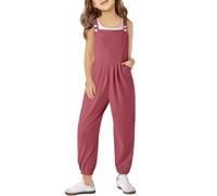 Mono de Lino Informal sin Mangas para niñas, 1 Pieza, con Bolsillos Mono Guitar Pack