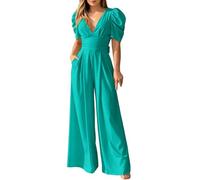 Mono de manga corta para mujer, color liso, pierna ancha, cómodo traje de una pieza, para días de verano, viajes a la playa y vacaciones, con práctico atractivo diario, GN1., M