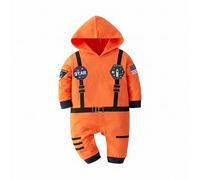 Mono de Manga Larga con diseño de Astronauta para bebés y niños pequeños, Mono Tipo Sudadera para recién Nacidos (Orange, 6-12 Months)