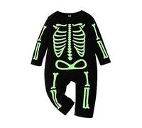 Mono de manga larga para niños y niñas, que brilla en la oscuridad, disfraz de Halloween, body para bebé, ropa para recién nacidos, Negro , 3-6 meses