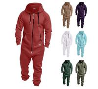 Mono de moda para hombre, overol de moda para invierno, cálido, con capucha y cremallera completa, mameluco suave con capucha, ropa de descanso con capucha, pijama de una pieza, suéter acogedor, ropa