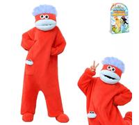 Mono de Monstruo de Boca Grande, Pijamas de Monstruo Divertidos, Mono Tonto y portátil, Ropa de hogar de Felpa Unisex for Fiesta fotográfica(Red,X-Large)