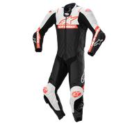 Alpinestars Mono de cuero de una pieza Missile V2 Ward perforado Negro/Blanco/Rojo Neón Talla 56