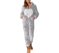 Mono de mujer con capucha de terciopelo para sentirse bien con estilo, elegante mono forrado de felpa, mono suave y acogedor, traje de ocio, suéter de forro polar, mono esponjoso, gris, 5XL