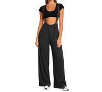 Mono de mujer con tiras y pierna ancha, estilo coordinado, de una pieza, pierna ancha, parte inferior larga sin mangas o detalle de correa, estilo de uso diario para un fácil estilo diario para una