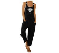 Mono de mujer de verano de algodón, Jumpsuit para mujer, sin mangas, mono de pierna ancha con bolsillos de playa, cómodo, pelele de mujer de verano de una pieza y mono entero mono de maternidad