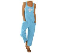 Mono de mujer de verano de algodón, Jumpsuit para mujer, sin mangas, mono de pierna ancha con bolsillos de playa, cómodo, mono elegante de una pieza y mono, mono entero mono de maternidad