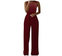 Mono de mujer de verano de algodón, Jumpsuit para mujer, sin mangas, mono de pierna ancha con bolsillos de playa, cómodo, mono Jumpsuit de una pieza y mono entero mono maternidad