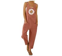 Mono de mujer de verano, Jumpsuit de mujer de verano, casual sin mangas Playsuit mono de pierna ancha con bolsillos de playa pelele de mujer de verano de una pieza y mono mono entero mono maternidad