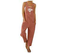 Mono de mujer de verano, Jumpsuit de mujer de verano, sin mangas, mono de pierna ancha con bolsillos de playa, cómodo pelele de mujer de verano de una pieza y mono entero mono de maternidad