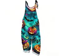 Mono de Mujer Elegante Estampado Halloween para Fiesta Disfraz Conjunto Dos Piezas Top y Pantalón Cómodo Transpirable Ideal Uso Diario Oficina Vacaciones