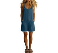 Mono de mujer genérico sin mangas estampado floral mono corto estilo occidental y bohemio mono de verano casual chic con diseño floral de moda vacaciones y fiestas boho, azul, S