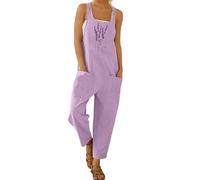 Mono de mujer, Jumpsuit para mujer, de punto casual, Baggy sin mangas con bolsillos, pantalones de pechera de algodón sueltos, mono de verano de una pieza y mono, mono entero para maternidad