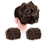 Moño de mujer sintético desordenado moño Scrunchie moño postizo Updo rizado moño extensión peines clip en moño desordenado pieza de pelo para mujeres moño (color: M4-30#)