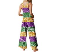 Mono de mujer verano elegante girasol estampado colorido tirantes ajustables mono largo sin mangas pantalones sueltos con bolsillos grandes mono de gran tamaño para mujer, Tejidocomedia, XL