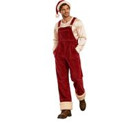 Mono de Pana Mujer con Tirantes Ajustables Jumpsuit Holgado Casual | con Bolsillos Mono con Forro Blanco de PU Disfraz Divertido para Fiesta Navideña Año Nuevo Tirantes Ajustables