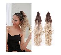 Moño de Pelo 1-Pack Messy Bun Claw Clip Ponytail Hair Extension 18 "Rizado trenzado Sintético Curly Ponytail Hair Clip Mujer Peluca Moño Pieza de Pelo de Moño Desordenado(006)
