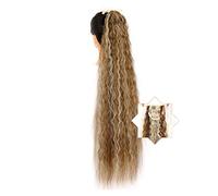 Moño de Pelo 1 paquete de cola de caballo larga ondulada de maíz alargamiento sintético Natural con cordón horquilla extensión de cola de caballo pelucas de mujer Pieza de Pelo de Moño Desordenado (C