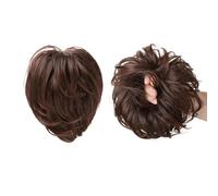 Moño de Pelo 1 pieza de anillo de peluca con cabeza de bola, anillo de pelo rizado de barba larga esponjosa Natural, anillo de cola de caballo, extensión de cabello trenzado, bolsa de peluca, moño Ext